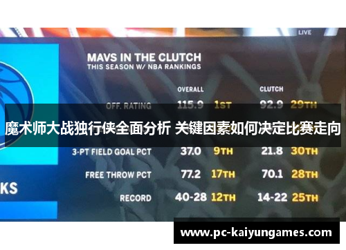 魔术师大战独行侠全面分析 关键因素如何决定比赛走向